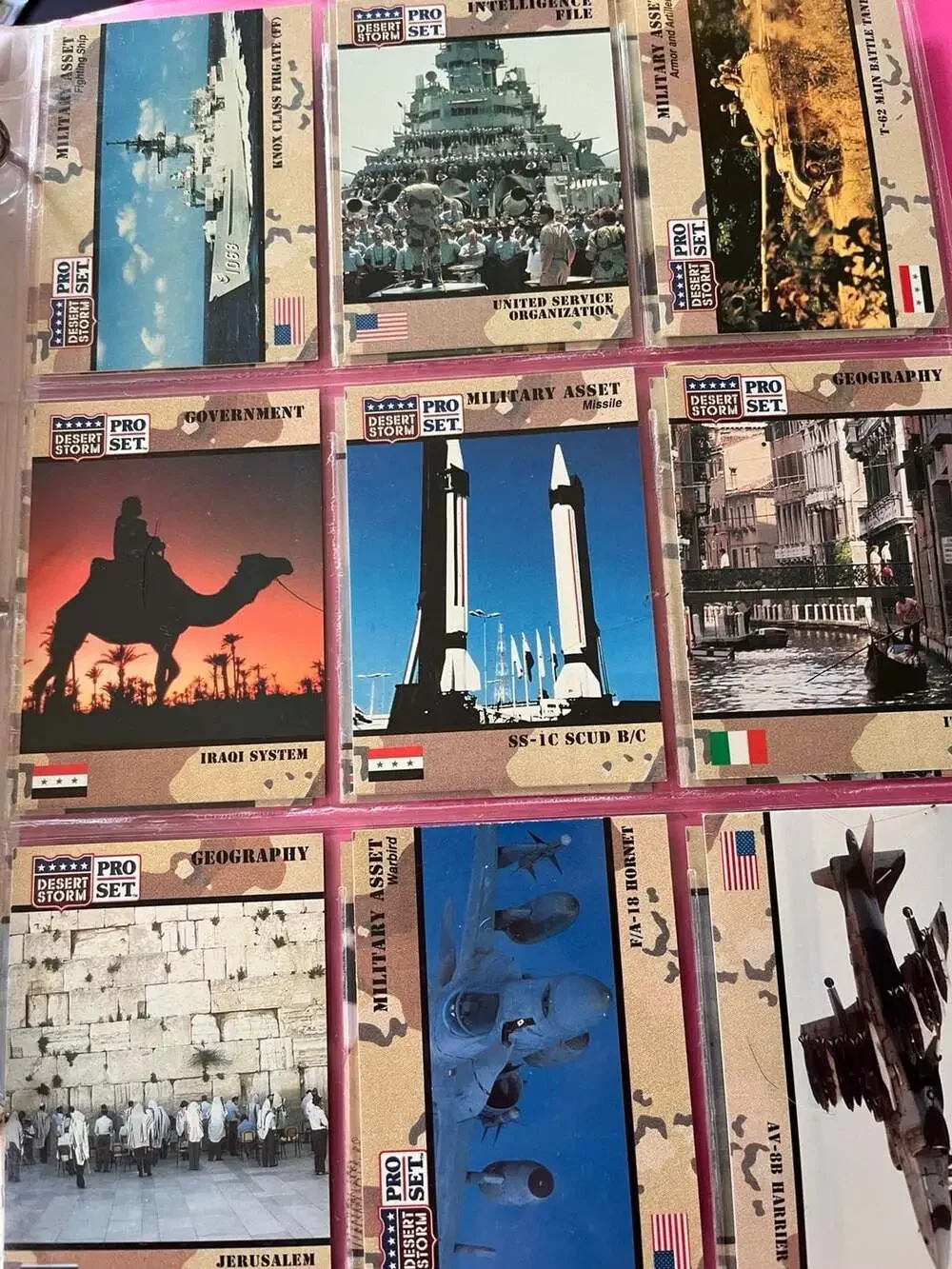1991 Pro Set Desert Storm Trading Card Collection in Sleeves